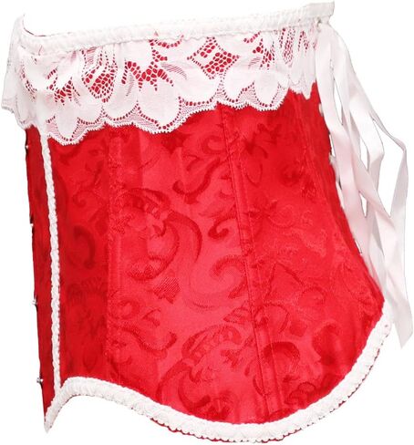 YUNAR Women's Beautiful Christmas Boned Overbust Corset Bustier Lingerie Xmas Crop Top in Saudi Arabia