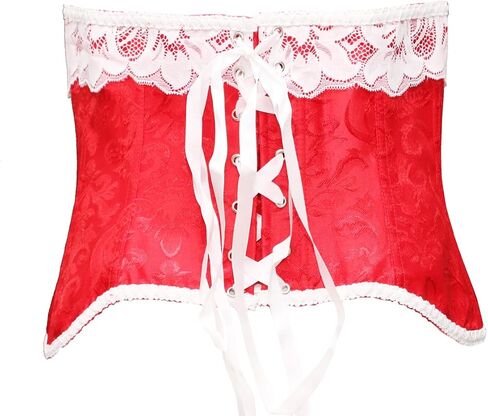 YUNAR Women's Beautiful Christmas Boned Overbust Corset Bustier Lingerie Xmas Crop Top in Saudi Arabia