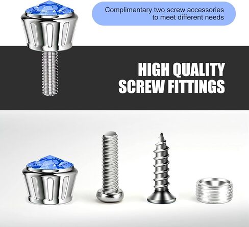 4 PCS Car License Plate Tray Fixing Bolts, Aluminum License Plate Frame Decorative Screws, Crystal Diamond Car Anti-Theft Screw Caps, Universal for Most Cars (Blue) in Saudi Arabia
