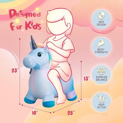 يو آند سي بلانيت حصان نطاط متعدد الألوان للأطفال الصغار، حيوانات نطاطة للأطفال الصغار، ألعاب نطاطة للحيوانات هدية لمدة 18 شهرًا وعمر سنتين و3 سنوات في الهواء الطلق في الأماكن المغلقة مع مضخة in Kuwait