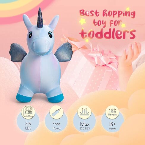 يو آند سي بلانيت حصان نطاط متعدد الألوان للأطفال الصغار، حيوانات نطاطة للأطفال الصغار، ألعاب نطاطة للحيوانات هدية لمدة 18 شهرًا وعمر سنتين و3 سنوات في الهواء الطلق في الأماكن المغلقة مع مضخة in Kuwait