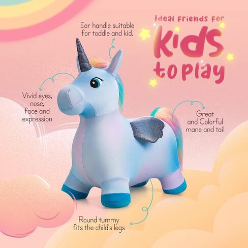 يو آند سي بلانيت حصان نطاط متعدد الألوان للأطفال الصغار، حيوانات نطاطة للأطفال الصغار، ألعاب نطاطة للحيوانات هدية لمدة 18 شهرًا وعمر سنتين و3 سنوات في الهواء الطلق في الأماكن المغلقة مع مضخة in Kuwait