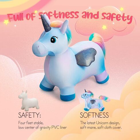 يو آند سي بلانيت حصان نطاط متعدد الألوان للأطفال الصغار، حيوانات نطاطة للأطفال الصغار، ألعاب نطاطة للحيوانات هدية لمدة 18 شهرًا وعمر سنتين و3 سنوات في الهواء الطلق في الأماكن المغلقة مع مضخة in Kuwait