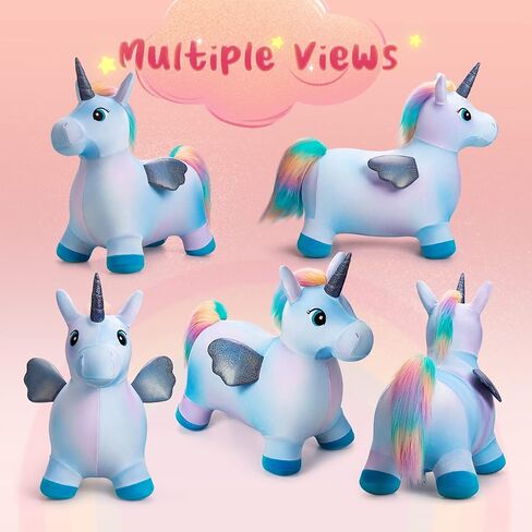 يو آند سي بلانيت حصان نطاط متعدد الألوان للأطفال الصغار، حيوانات نطاطة للأطفال الصغار، ألعاب نطاطة للحيوانات هدية لمدة 18 شهرًا وعمر سنتين و3 سنوات في الهواء الطلق في الأماكن المغلقة مع مضخة in Kuwait
