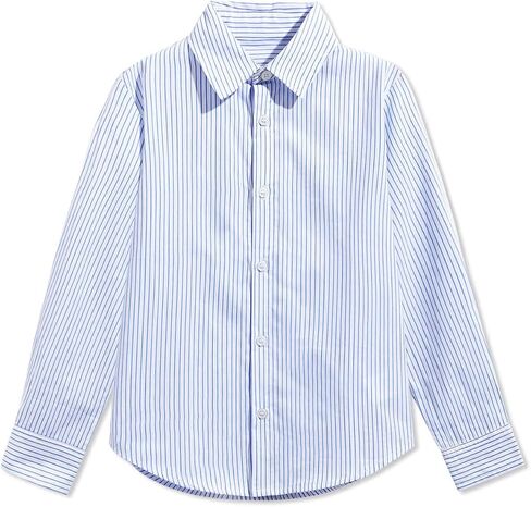 Haloumoning Boys Button Down Shirt Kids Long Sleeve Striped Collared Tshirts Fall Tops Tees 5-14Y in Saudi Arabia