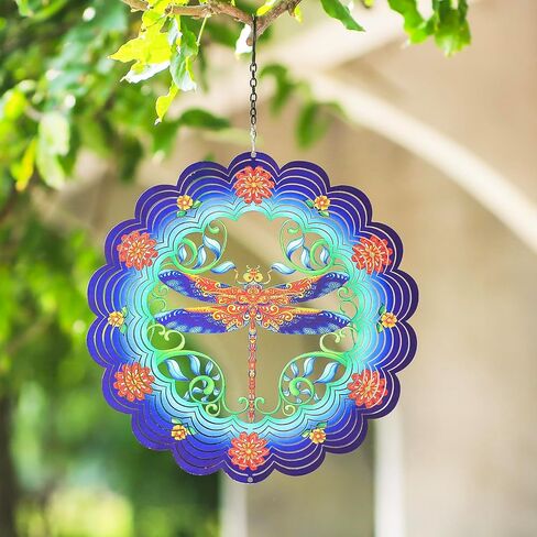 Dragonfly Wind Spinners Dragonfly Gifts for Women/Men 12 inch 3D Stainless Steel Hanging Wind Spinner Metal Wind Catchers Kinetic Sculpture for Indoor/Outdoor Decor, Yard Art, Garden Decorations in Kuwait