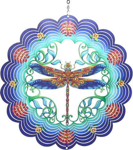Dragonfly Wind Spinners Dragonfly Gifts for Women/Men 12 inch 3D Stainless Steel Hanging Wind Spinner Metal Wind Catchers Kinetic Sculpture for Indoor/Outdoor Decor, Yard Art, Garden Decorations in Kuwait