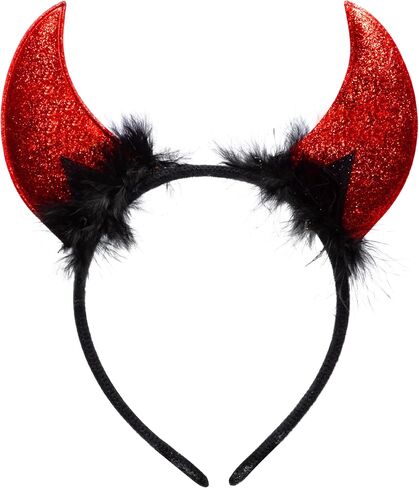إبداعات Spooktacular Halloween Devil Horns Headband Red Demon Headwear، إكسسوارات تنكرية للأطفال الفتيات النساء هدايا حفلات الهالوين، أزياء تنكرية in Saudi Arabia