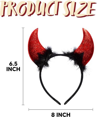 إبداعات Spooktacular Halloween Devil Horns Headband Red Demon Headwear، إكسسوارات تنكرية للأطفال الفتيات النساء هدايا حفلات الهالوين، أزياء تنكرية in Saudi Arabia