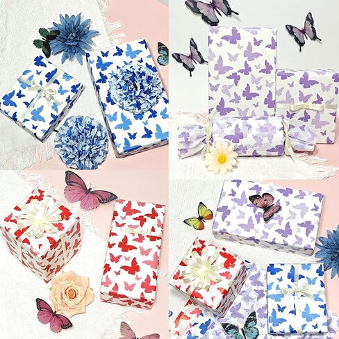 LIAPAWPAW 60 Sheets Peony Tissue Paper, Vintage Floral Gift Tissue Paper for Gift Bags Packaging, Blue and Red Elegant Flower Gift Wrap Paper for Wedding Birthday Party Christmas Holiday,20x14inch in Saudi Arabia