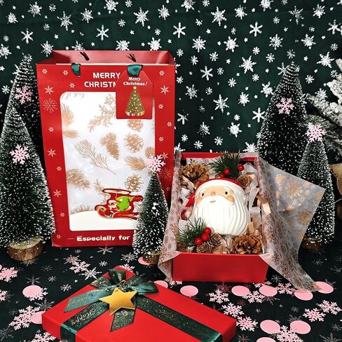 LIAPAWPAW Christmas Tissue Paper, 60 Sheets Metallic Rose Gold Tissue Paper for Gift Bags Packing, Pretty Deer Snowflake Gift Wrapping Tissue Paper for Xmas Winter New Year Holiday Party Decor,20x14in in Saudi Arabia