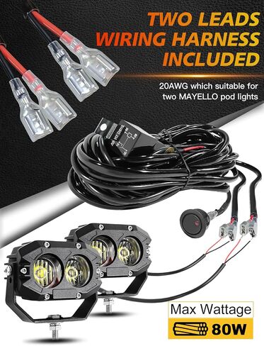 Mayello 4 بوصة أدى القرون 60W الأضواء الكاشفة عدسة مموجة أدى الطرق الوعرة القيادة ضوء الضباب مع قرنة ضوء الأسلاك تسخير متوافق مع رانجلر شاحنة بيك اب SUV ATV UTV محرك السيارة قارب in Saudi Arabia