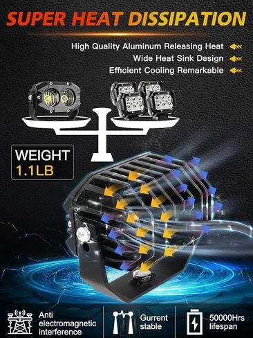 Mayello 4 بوصة أدى القرون 60W الأضواء الكاشفة عدسة مموجة أدى الطرق الوعرة القيادة ضوء الضباب مع قرنة ضوء الأسلاك تسخير متوافق مع رانجلر شاحنة بيك اب SUV ATV UTV محرك السيارة قارب in Saudi Arabia