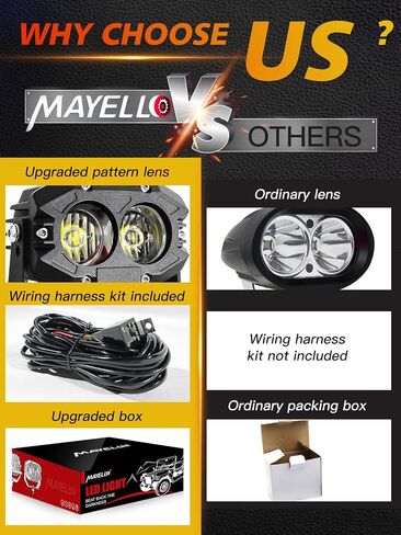 Mayello 4 بوصة أدى القرون 60W الأضواء الكاشفة عدسة مموجة أدى الطرق الوعرة القيادة ضوء الضباب مع قرنة ضوء الأسلاك تسخير متوافق مع رانجلر شاحنة بيك اب SUV ATV UTV محرك السيارة قارب in Saudi Arabia
