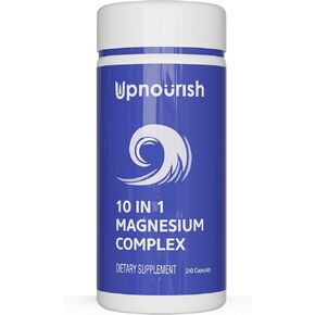 UpNourish Pure Magnesium Citrate (Citrato de Magnesio) 1120mg, 240 Capsules - High Absorption Magnesium Supplement for Women & Men - Natural Calm Magnesium for Constipation, Relax, Cramp Defense