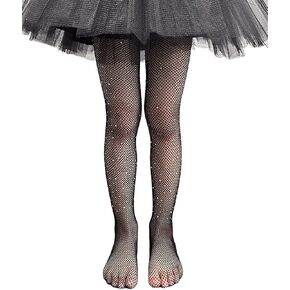 جوارب طويلة للفتيات من Jastore للهالوين بشبكة صيد السمك ضيقة ومتلألئة بأحجار الراين المجوفة، جوارب شبكية لامعة للأطفال in Kuwait