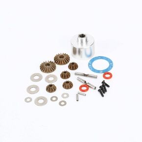 RCAWD Aluminum Diff Case w/Steel Diff Gear Set Front/Center for 1-10 Losi Baja Rey Hammer Rey Upgrade Parts (Silver)