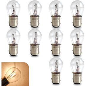 Pack-10 Car 1157 Halogen Brake Lights, BAY15D High and Low Foot Double Filament High Brightness Steady Lighting Bulb, P21/5W S25 Double Contact Plug and Play Bulb, Universal for Cars (White) in Kuwait