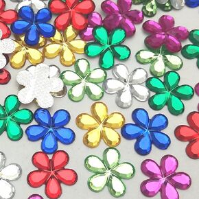 100pcs Colorful Mix Lots 13mm(0.5'') Shiny Rhinestone Acrylic Flowers Flatback Resin Buttons Flatback Resin DIY Craft Flowers Phonecover Cards Craft Scrapbooking (Mix Colors)