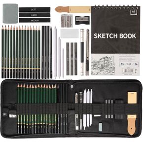 36 Pack Sketch Pencils Drawing Kit, Drawing Pencils With Sketchbook, Graphite, and Charcoal Pencils, Art Supplies for Adults,Beginners,Artists,Students，Ideal for Drawing, Sketching