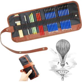 Drawing Sketching Pencil Set, 26 pcs Draw Supplies Kit, 14 Graphite (12B -6H), Charcoal Erasers Sharpener Extender, Ideal for Drawing Art, Sketching, Shading, Artist Pencils for Beginners Pro Artists
