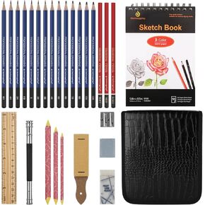 Sketch Pencils for Drawing, 27pcs Drawing Pencils Sketching with Graphite Pencils, Charcoal Pencils, Erasers and Sharpener, Drawing Pencils, Art Pencils for Artists Adult Beginners Drawing kit