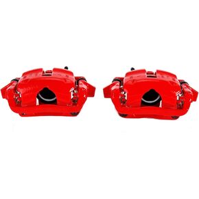 Power Stop Front S3320A Pair of High-Temp Red Powder Coated Calipers For Mini Cooper 2007-2015 [Model Specific]