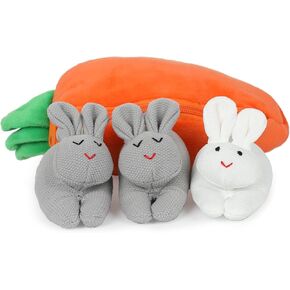 Easter Hide and Seek 3 Bunnies in Carrot Purse Cute Plush Rabbit Stuffed Carrot Pouch Doll Surprise Bunny Carrot Coin Wallet