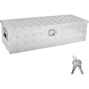 39 Inch Aluminum Tool Box,Heavy Duty Waterproof Truck Bed Tool Box with Side Handle, Lock & Keys,Silver (39"X13"X10")