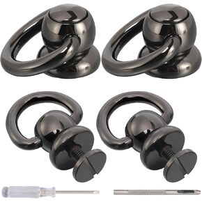 Notgia 4Pcs D Rings for Purse Brass Rivets for Leather Rotatable Purse Strap Hardware Ball Button Studs for Handbag D Rings Chicago Screws for Repair Purse Dog Collar Leather Crafts (Gold)