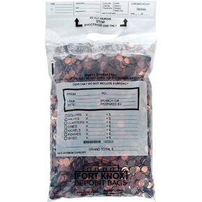 BankSupplies Poly Coin Bags 13 x 22 Inches, 50 Pack, Tamper Evident Seal, Single Handled, Holds Up to 50 lbs of Coin, Sequential Numbering with Tear Off Receipt