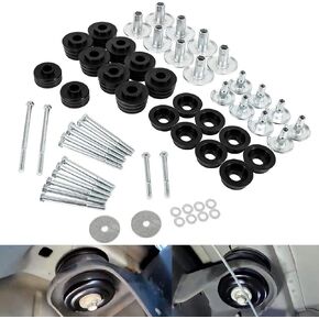 KF04060BK Body Mount Bushing Kit Fit for Ford 2008-2016 F250 F350 Super Duty 2WD 4WD Steel Sleeves & Hardware & Polyurethane Body Cab Mounts (black)