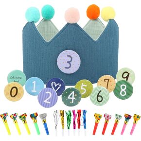 Hyber&Cara Birthday Crown Hat Boy Girl, Birthday Crown with Numbers, Children's Birthday Party Hats, Party Decorations