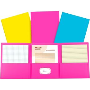 3 Pcs 8.5 x 11 Inch 3 Pocket Tri fold Pocket Folders with Business Card Holder Plastic Pastel 3 Pocket Folder for Letter Size Paper Office Use, 3 Colors(Pastel)