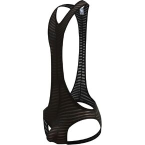 Men's Mankini Leotard Ice Silk Jockstrap Bodysuit Underwear Back Hollow Out Wrestling Singlet Bodysuit
