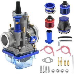 PWK 24mm Carburetor Carb Intake Manifold Air Filter Jet Kit Replacement for Baja BT200X CT200U 212cc 196cc Engine Mini Bike Go Kart, Blue