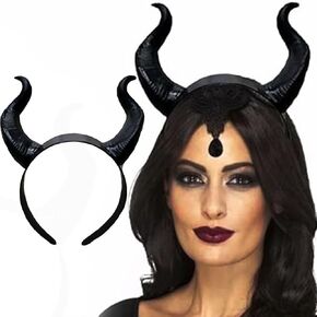 BARTOSI Devil Horns Headband Gothic Demon Horns Headpiece Halloween Costume Hair Accessories for Women