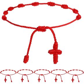 KALIONE 6 Pcs Adjustable Red Cord Bracelet Red String Bracelets Red 7 Knot String Bracelet Red Good Luck Bracelets Red Knot Chain Braided Bracelet for Good Luck, Friendship, Lovers