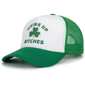 Green Clover Ponytail Baseball-Cap for St. Patrick's Day - Adjustable Holiday Shamrock Hat for Man Woman