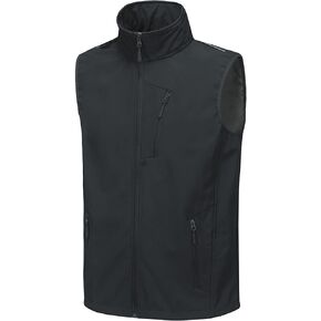 Mens Vests Outerwear Removable Hood Windproof Golf Vests for Men Softshell Sleeveless Jacket Men with 6 Pockets