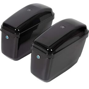 ECOTRIC Motorcycle Saddle Bags Compatible with Harley Davidson Honda Shadow Kawasaki Vulcan VN Saddle Bags Trunk Storage Carrier w/Mounting Kit Plastic Black