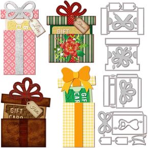 GLOBLELAND Box Gift Card Holder Cutting Dies for Card Making Gift Label Metal Die Cuts Cutting Dies Templates for Christmas Scrapbooking Journal Embossing Paper Craft Decor