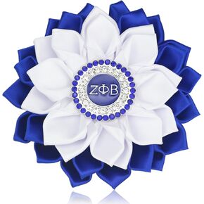 Rhinestone ZPB Brooch Pin for Women Greek Sorority Gift 1920 ZPB Gift Sisterhood Paraphernalia Jewelry for Finer Women (Satin 5.5" Flower Sorority Pin)