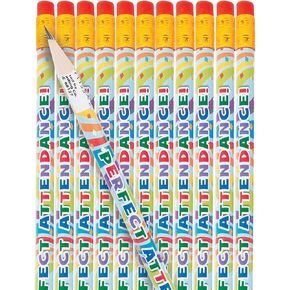 Fun Express Perfect Attendance Pencils - 24 Pieces - Educational and Learning Activities for Kids