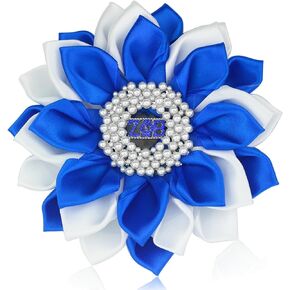 Keeblon ZPB Sorority Gift for Women Pearl ZPB Brooch Pin 1920 Finer Women Jewelry Greek Sisterhood Gift (Satin 5.5" Flower Sorority Pin)