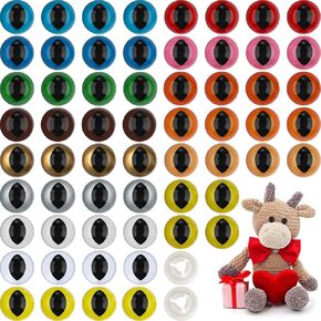 60 Pieces Cat Eyes for Craft Cat Safety Eyes Plastic Dragon Eyes 15 Colors Plastic Animal Eyes Flat Pupils Doll Eyes for Amigurumi Doll Puppet Plush Animal DIY Crafts Making(0.7 Inch)