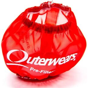 Outerwears Breather Wrap, Pre Filter, 3 in OD, 2-1/2 in Tall, Polyester, Red, Shielded Breathers, Each
