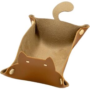 صينية النرد على شكل قطة مبتكرة لحامل النرد المحمول ومنظم المكتب وإكسسوارات DND هدية فريدة للاعبي ألعاب آر بي جي (أحمر) in Kuwait