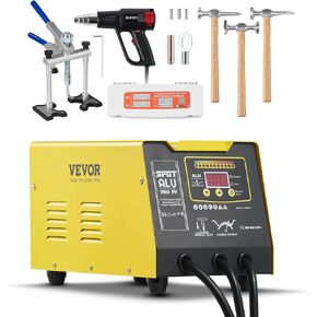 VEVOR Dual Pro Stud Welder Deluxe AL/Fe Dent Repair Kit, Professional 5KW Welder with Auto/Manual Welding and 10 Modes, 110V Spot Welding Dent Repair Machine for Steel & Aluminum Auto Panels Repair