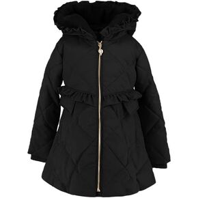 Haloumoning Girls Winter Coats Warm Hoodie Fleece Coat Quilted Ruffle Puffer Jacket 4-14 Years